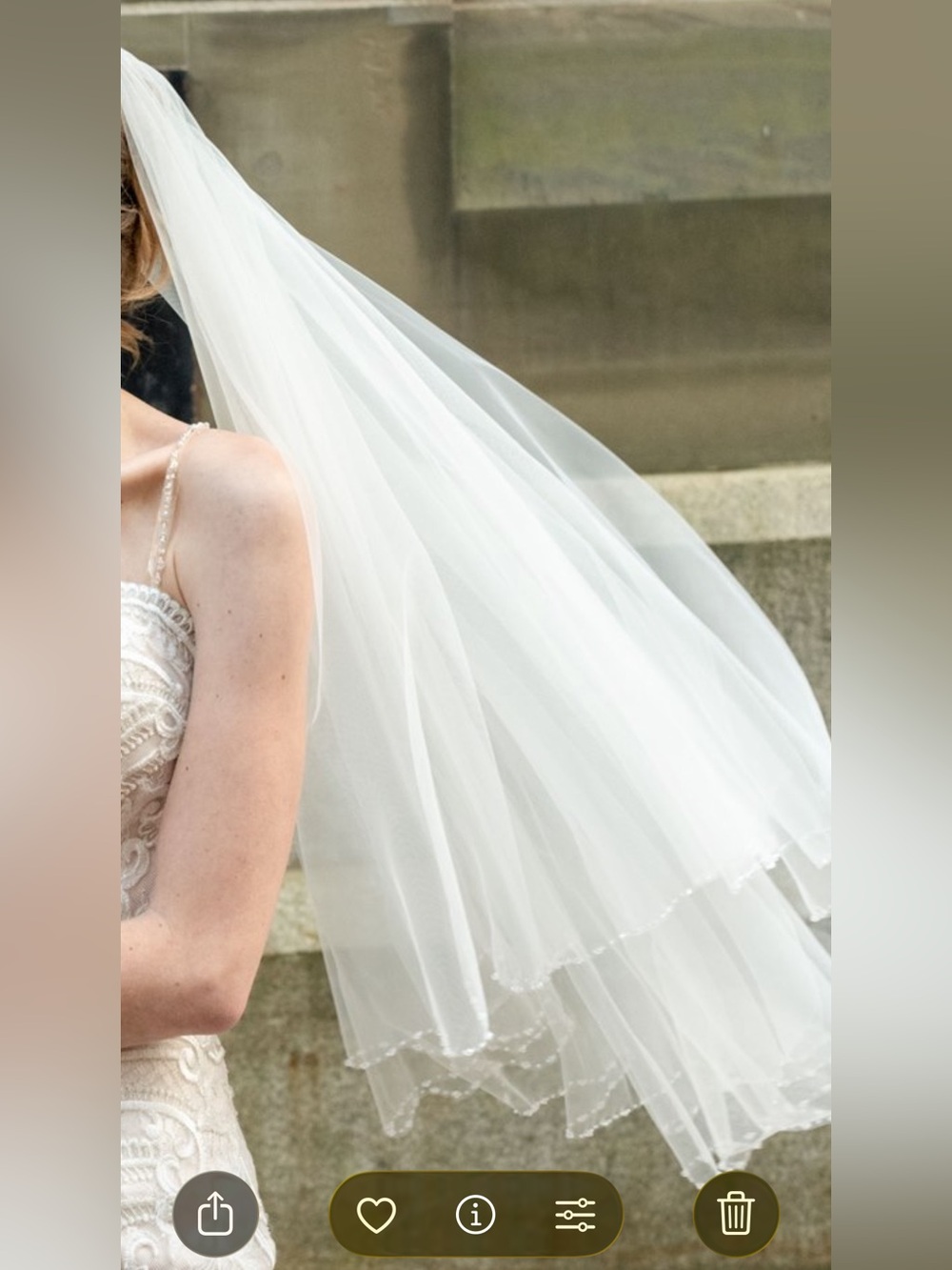 White Bridal Veil 2 tiered beaded